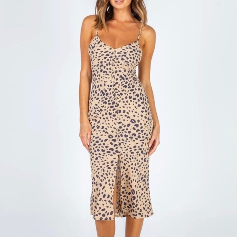 PRINCESS POLLY LEOPARD MIDI DRESS